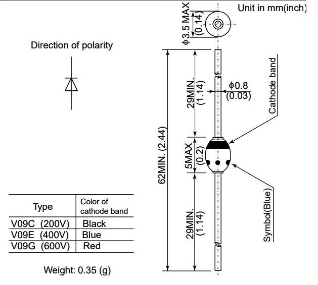 V09E        400V/0.8A/trr