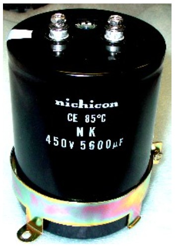 350V/5600uF　バンド付き　Nichicon　Φ77x112