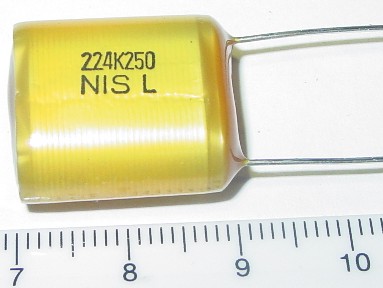 250V/0.22uF   POLYESTER　FILM　CAPACITOR　　1 pcs