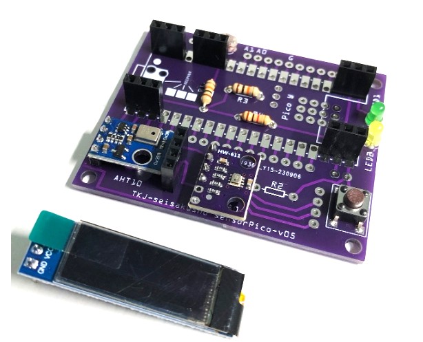 Raspberry Pi PicoW用 環境測定基板(気温、湿度、気圧など) sensorPico (キット)
