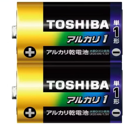 電池　単1アルカリ   TOSHIBA   2本 