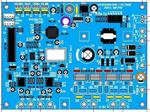 WDA02   高級デジタルＡＭＰ　70W+70Wステレオパワーアンプ*アナログ入力用に高性能A/Dコンバータ「CS5340」を搭載　*　* CD・ポータブル再生装置・プリアンプ出力　