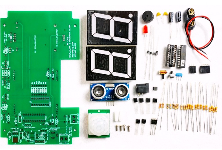 MK342　接近すると距離表示しアラームが鳴る！駐車場や防犯に便利な接近警報装置キット(ハンダ付け必要) 