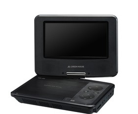 GH-PDV7B-BK  ポータブルDVDプレーヤー  7型ワイド液晶（800×480）搭載ポータブルDVDプレーヤー（専用ヘッドレスト取り付けキット付属）